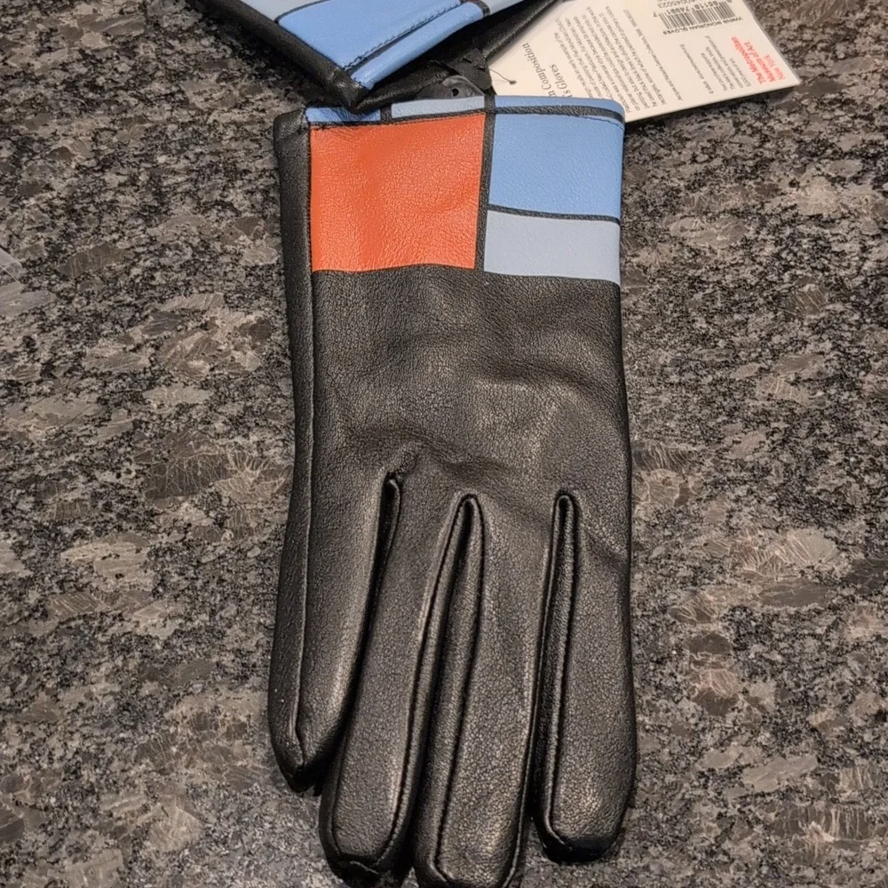 Ladies Leather Mondrian The Met Gloves Size L - Picture 4 of 7